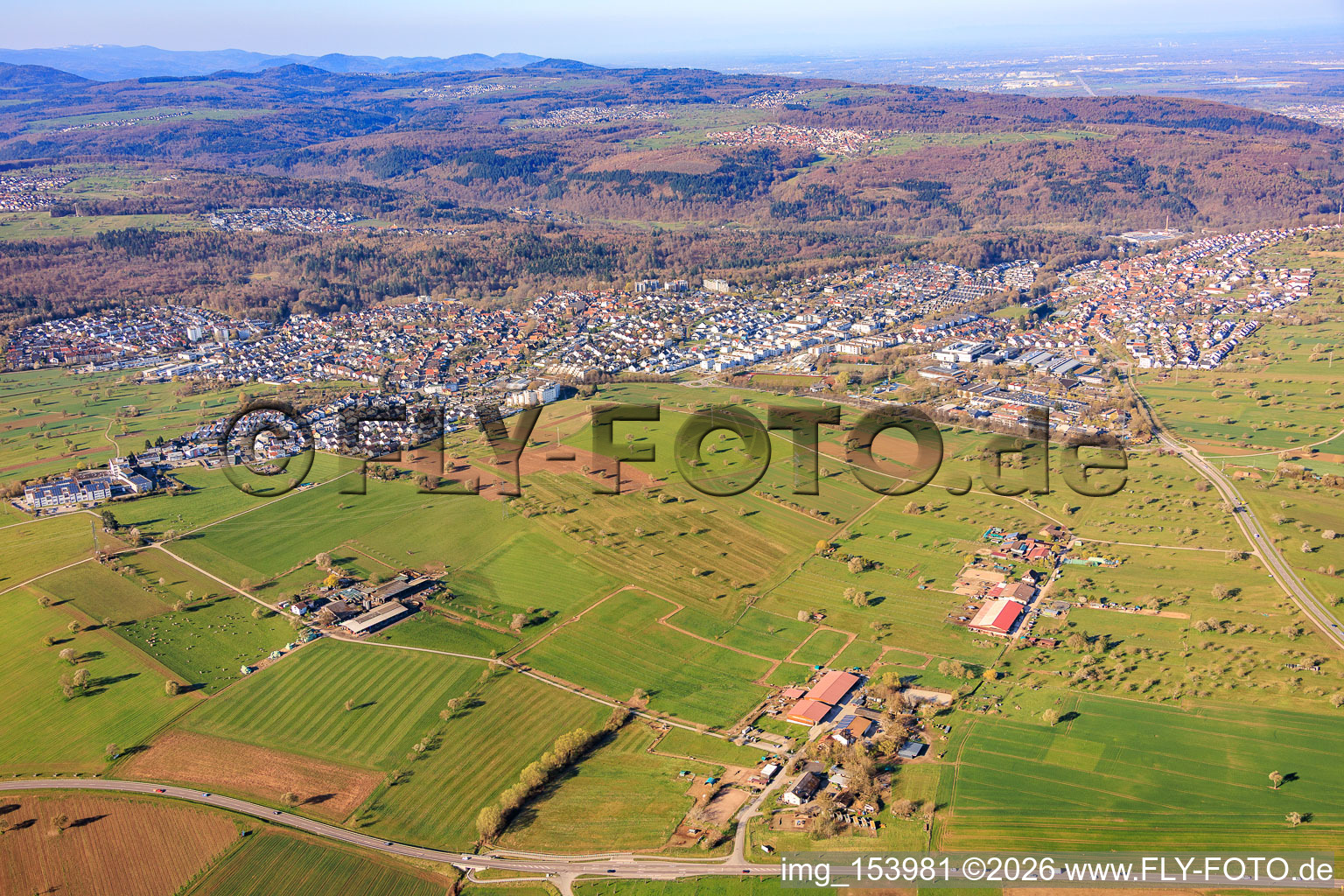City view from the northeast in the district Reichenbach in Waldbronn in the state Baden-Wuerttemberg, Germany