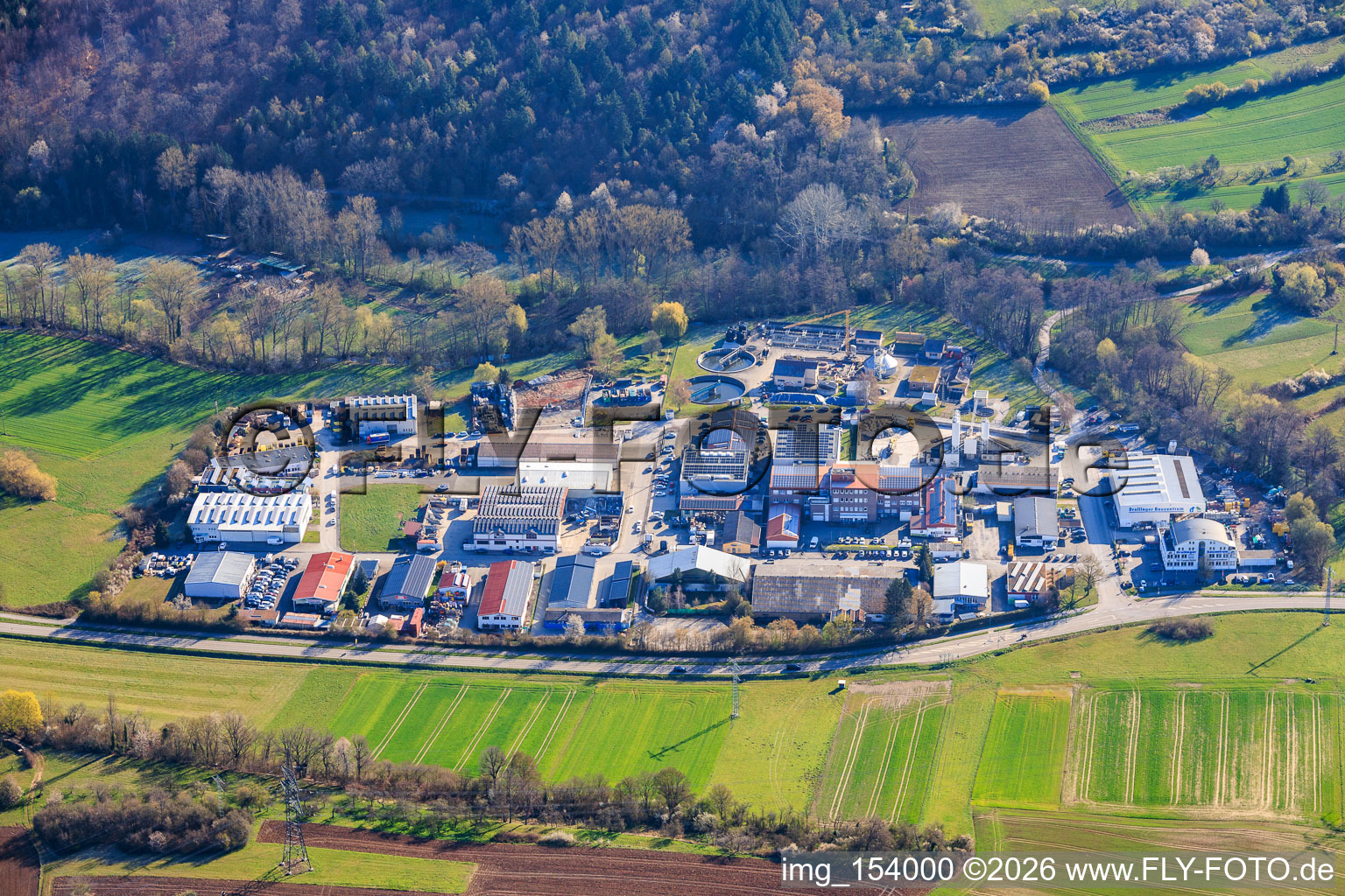 Bunsenstraße industrial park with Speed Indoor Kart track, Drollinger building center, Bäder Recycling GmbH in the district Dietenhausen in Keltern in the state Baden-Wuerttemberg, Germany