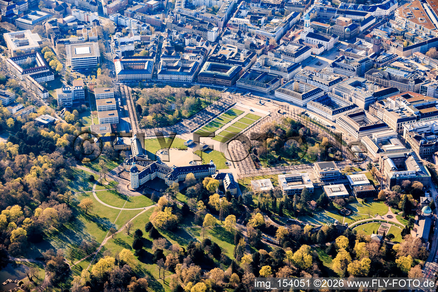 Palace Gardens, Botanical Garden, Federal Constitutional Court, Palace and Palace Square at the Zirkel in the district Innenstadt-West in Karlsruhe in the state Baden-Wuerttemberg, Germany