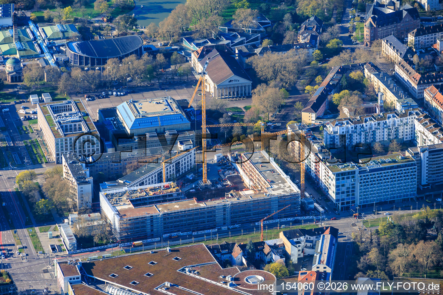 KARLA construction site on Kriegstraße in front of the town hall Karlsruhe at the fairground and Novotel Karlsruhe City in the district Südweststadt in Karlsruhe in the state Baden-Wuerttemberg, Germany