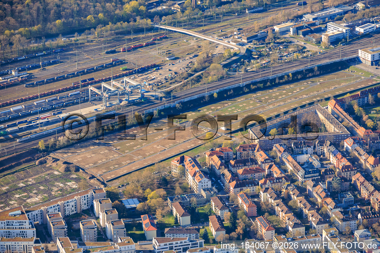 Redesign of the area on Stuttgart Street as a city park and DUSS Terminal Karlsruhe in the district Südstadt in Karlsruhe in the state Baden-Wuerttemberg, Germany