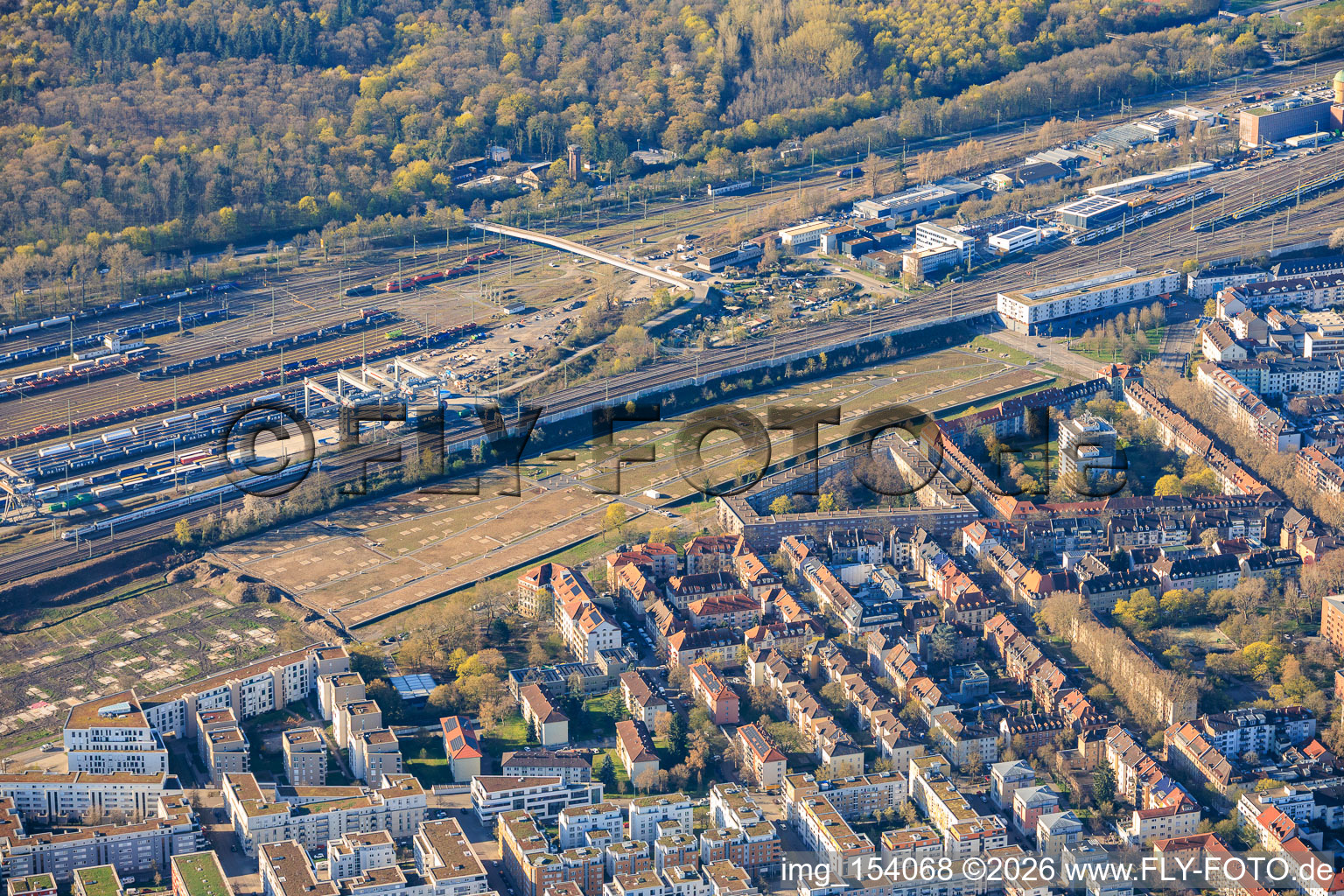 Redesign of the area on Stuttgart Street as a city park and DUSS Terminal Karlsruhe in the district Südstadt in Karlsruhe in the state Baden-Wuerttemberg, Germany