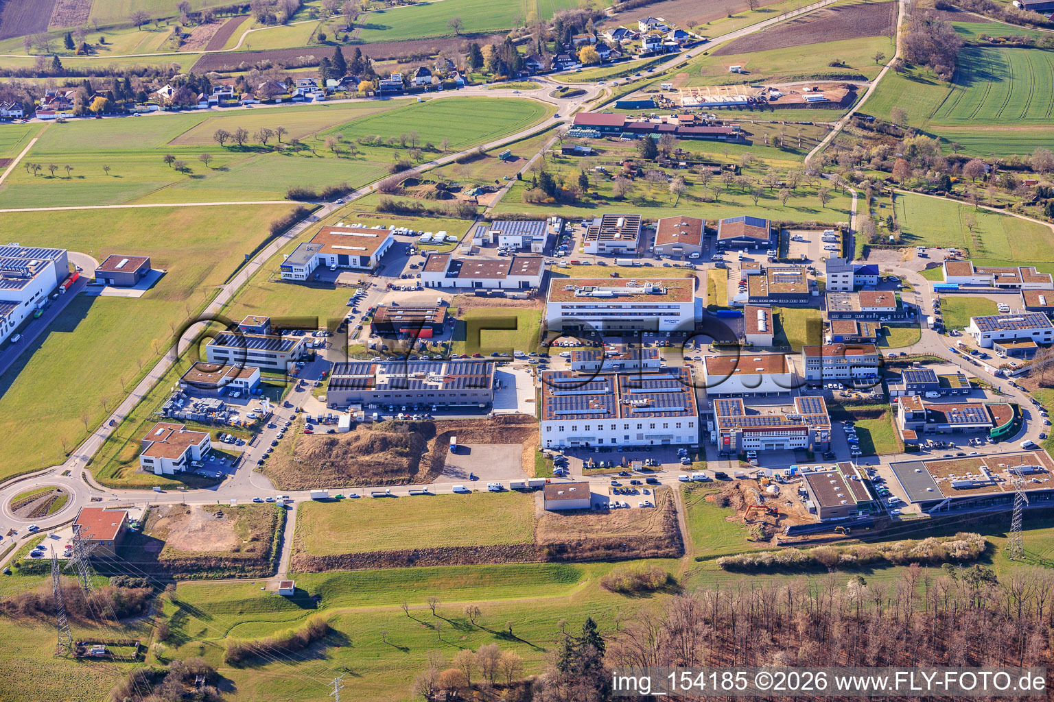 Hoheneichstraße industrial park with EVE Ernst Vetter GmbH and Eurofins Inpac Medizintechnik in the district Dietlingen in Keltern in the state Baden-Wuerttemberg, Germany