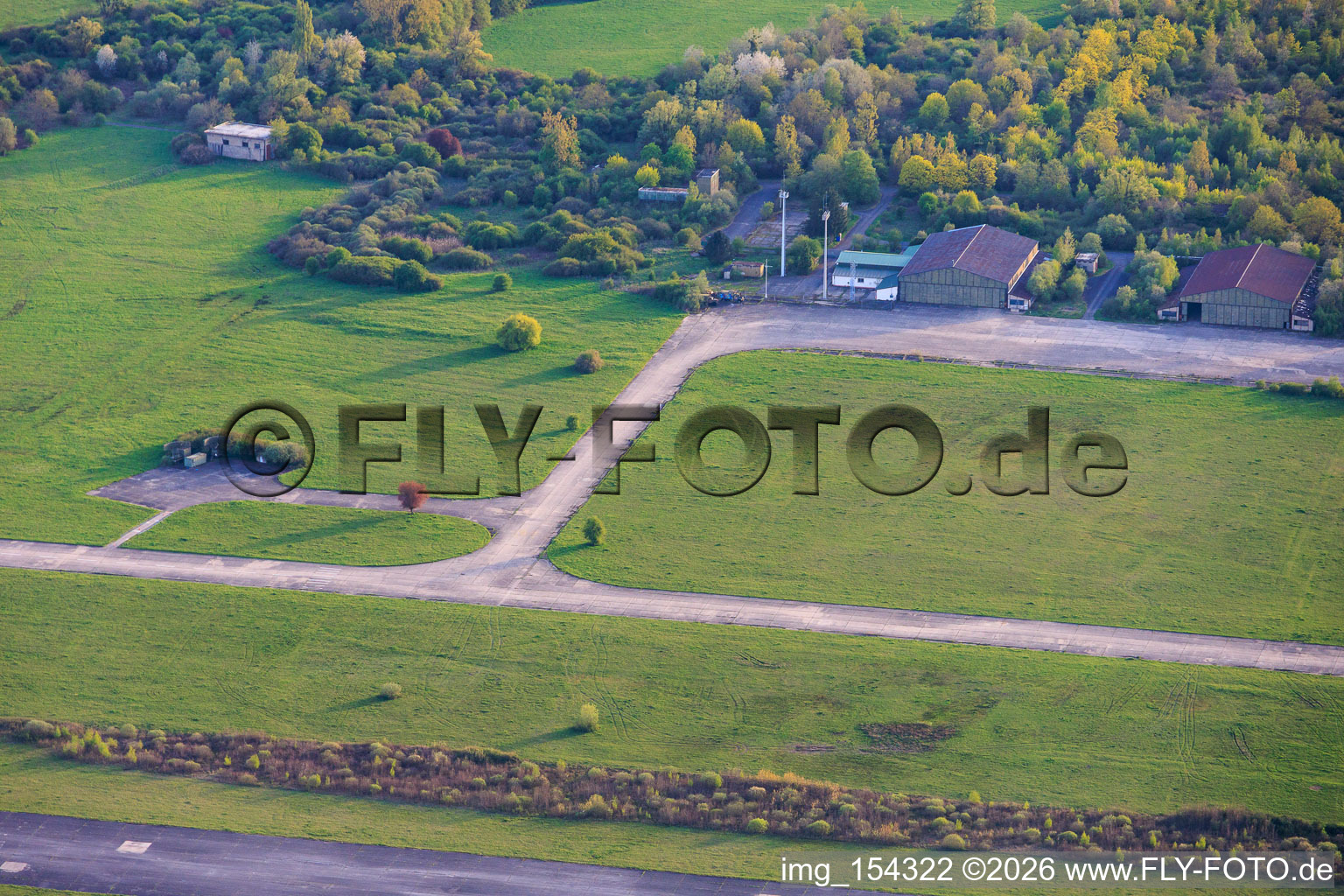 Hangars and taxiways at the former Grostenquin military airfield in Bistroff in the state Moselle, France
