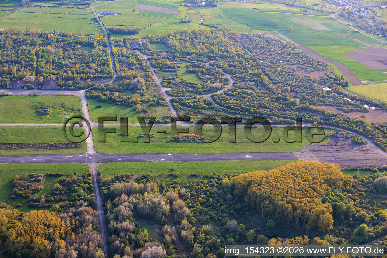 Taxiing on the runway of the former Grostenquin military airfield from the northeast in Bistroff in the state Moselle, France
