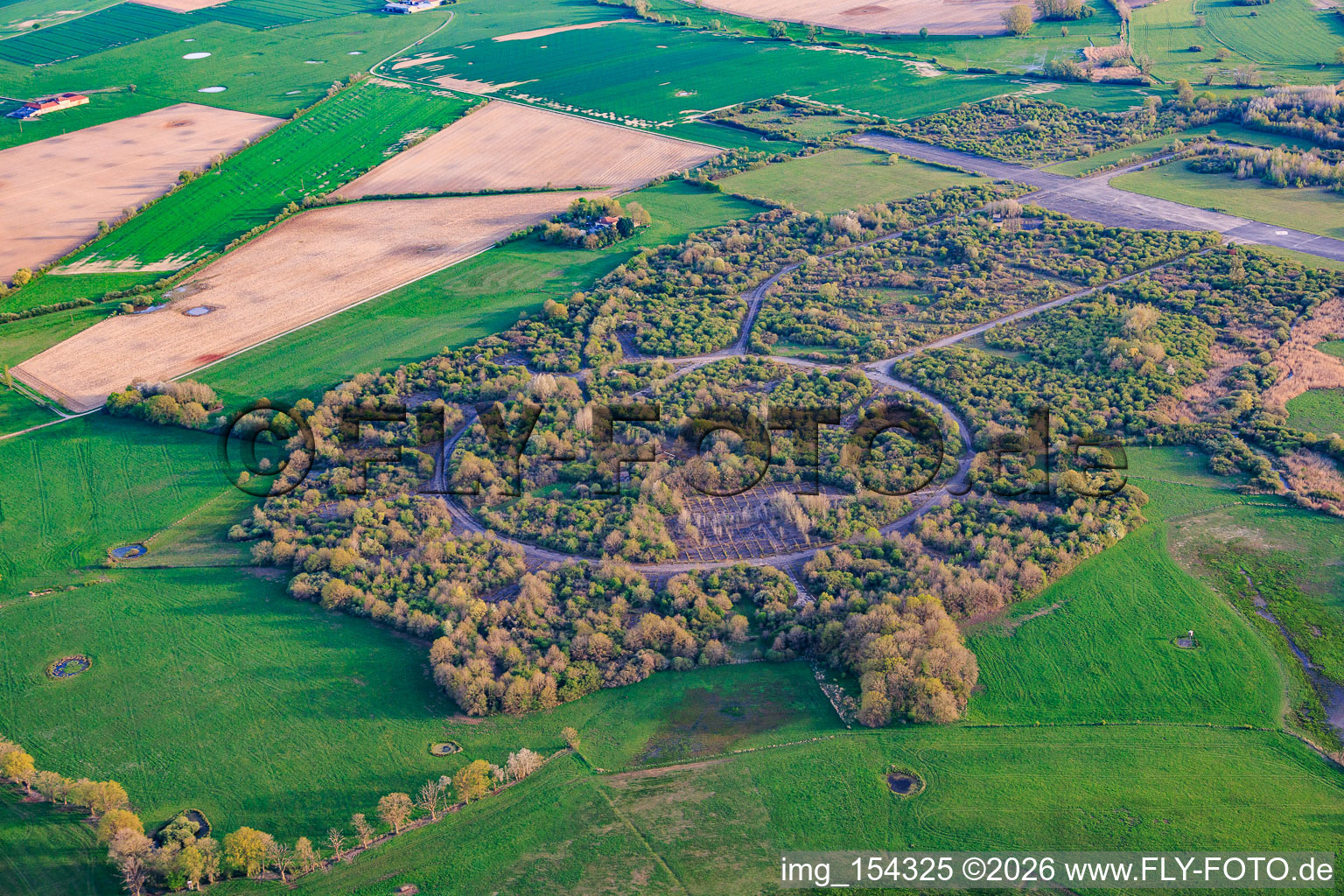 Demolished circular material railway and halls at the former military airfield Grostenquin in Grostenquin in the state Moselle, France