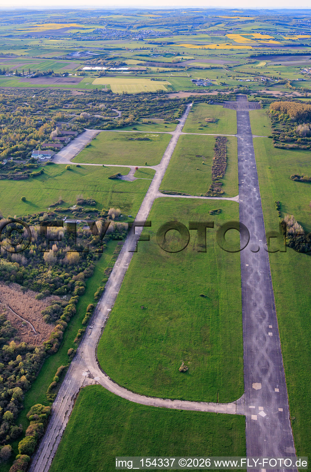 Runway of the former Grostenquin military airfield from the southeast in Bistroff in the state Moselle, France