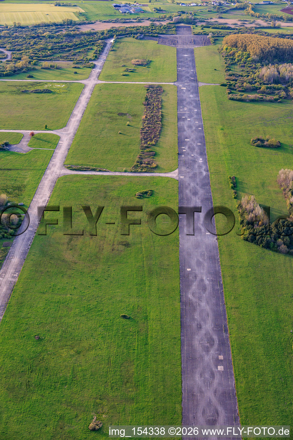 Runway of the former Grostenquin military airfield from the southeast in Bistroff in the state Moselle, France