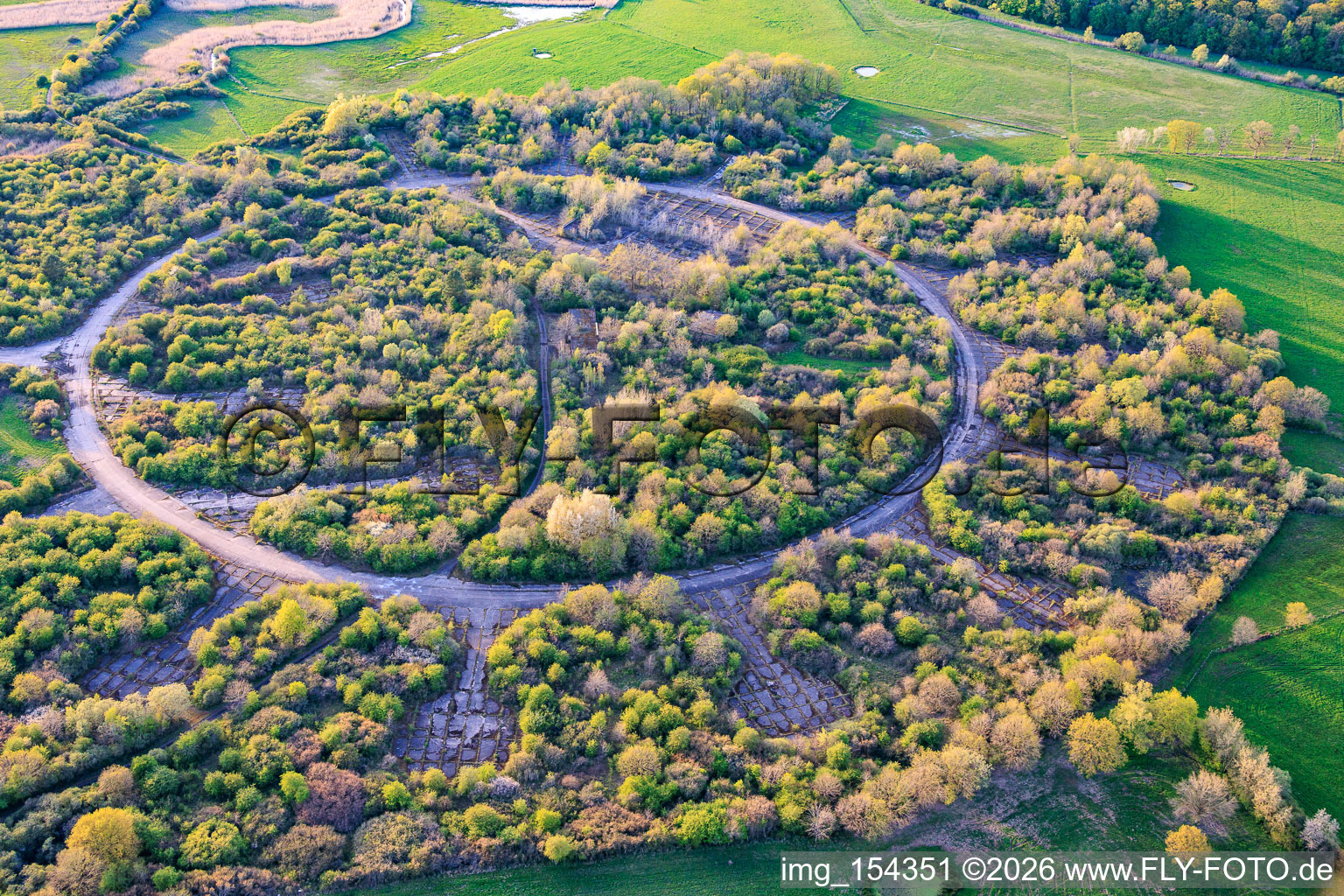 Demolished circular material railway and halls at the former military airfield Grostenquin in Grostenquin in the state Moselle, France