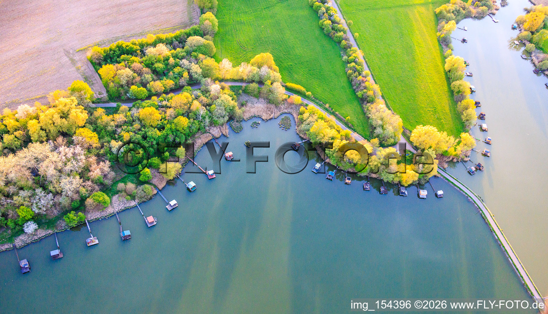 Bridge over the lake Etang du Welschhof in Puttelange-aux-Lacs in the state Moselle, France