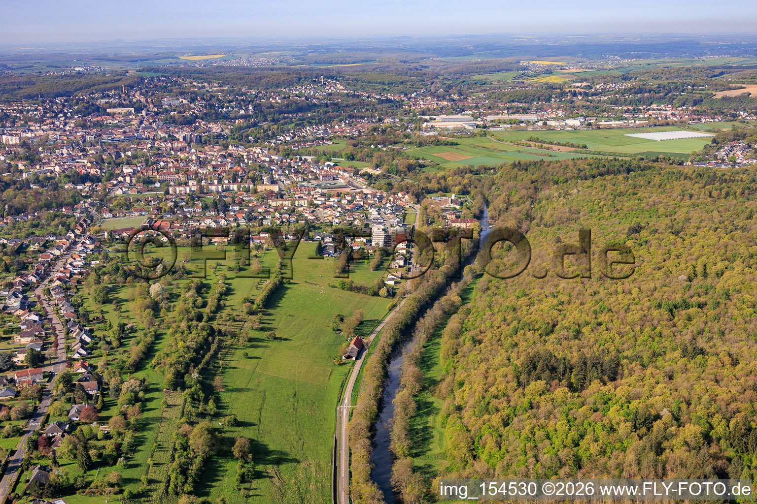 Course of the Blies river along the German-French border in the district Blies Nord in Saargemünd in the state Moselle, France