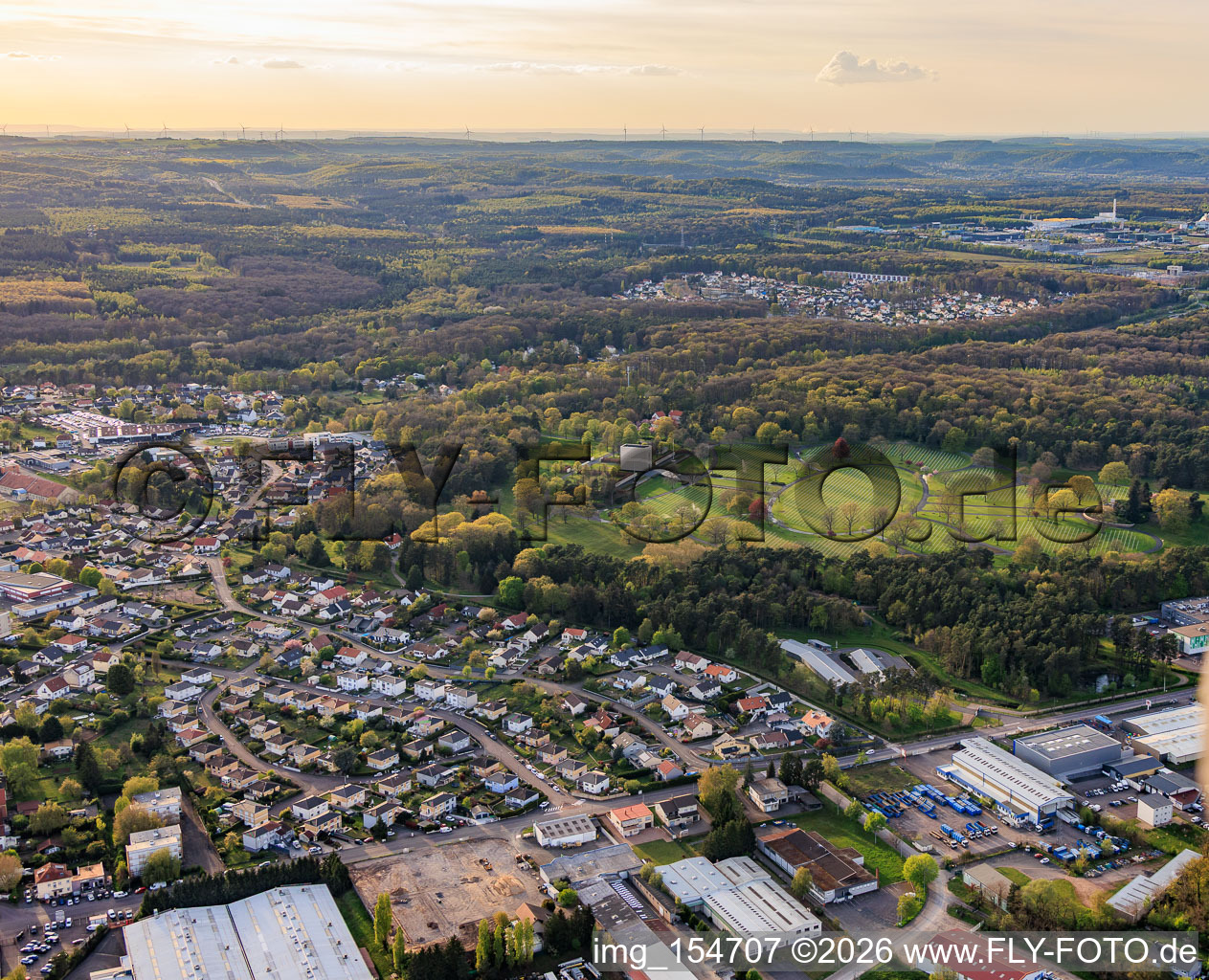 American Military Cemetery and Memorial Site of Saint-Avold between Power Plant and City in the district Forêts de Zang et du Steinberg in Saint-Avold in the state Moselle, France