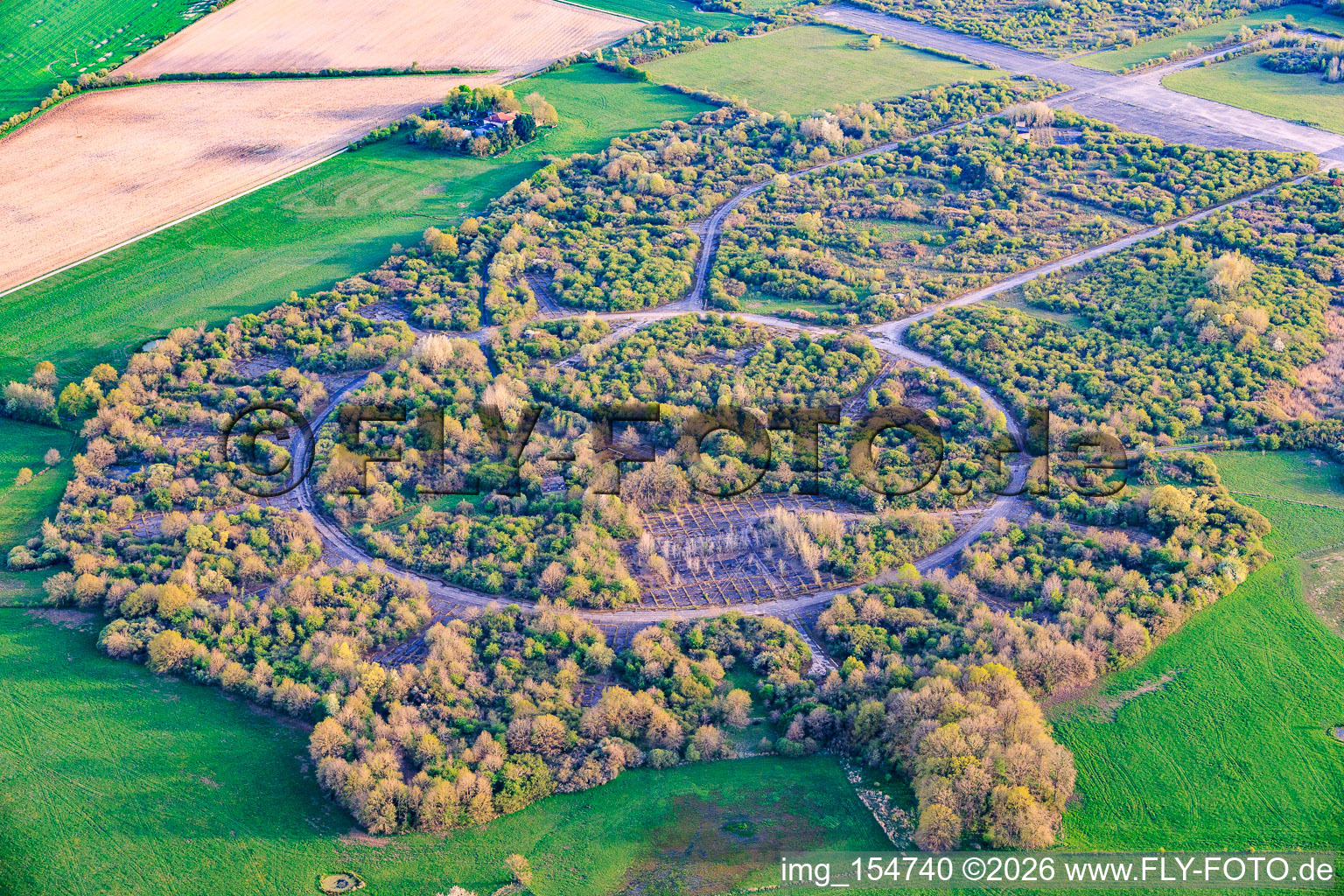 Demolished circular material railway and halls at the former military airfield Grostenquin in Grostenquin in the state Moselle, France