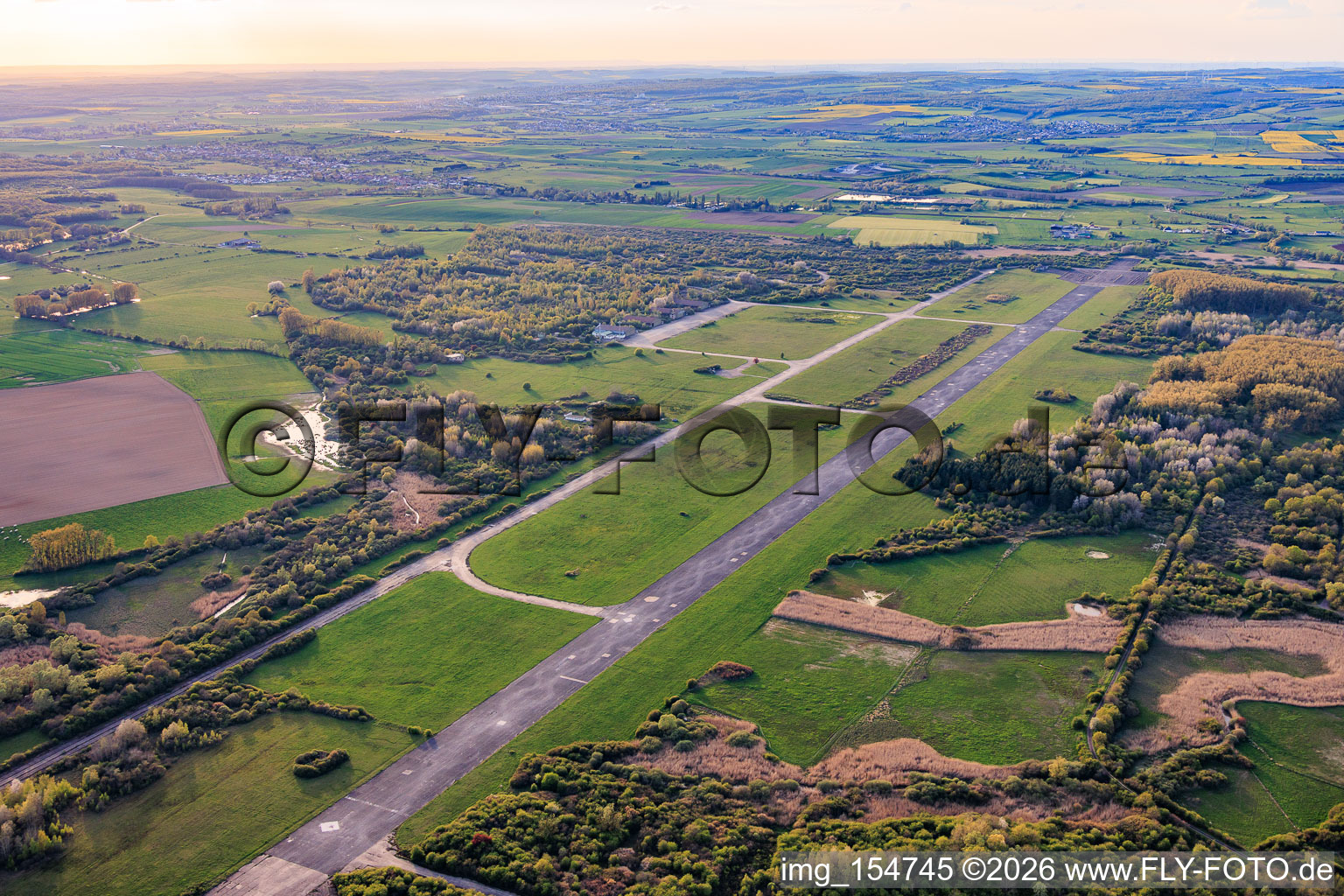 Runway of the former Grostenquin military airfield from the east in Bistroff in the state Moselle, France