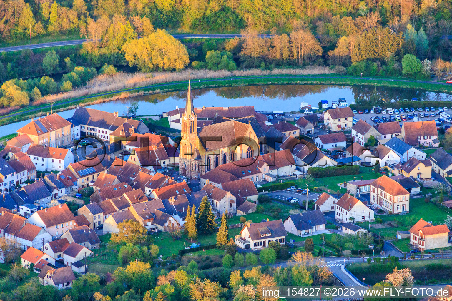 Saint-Etienne Church in the evening light in Wittring in the state Moselle, France