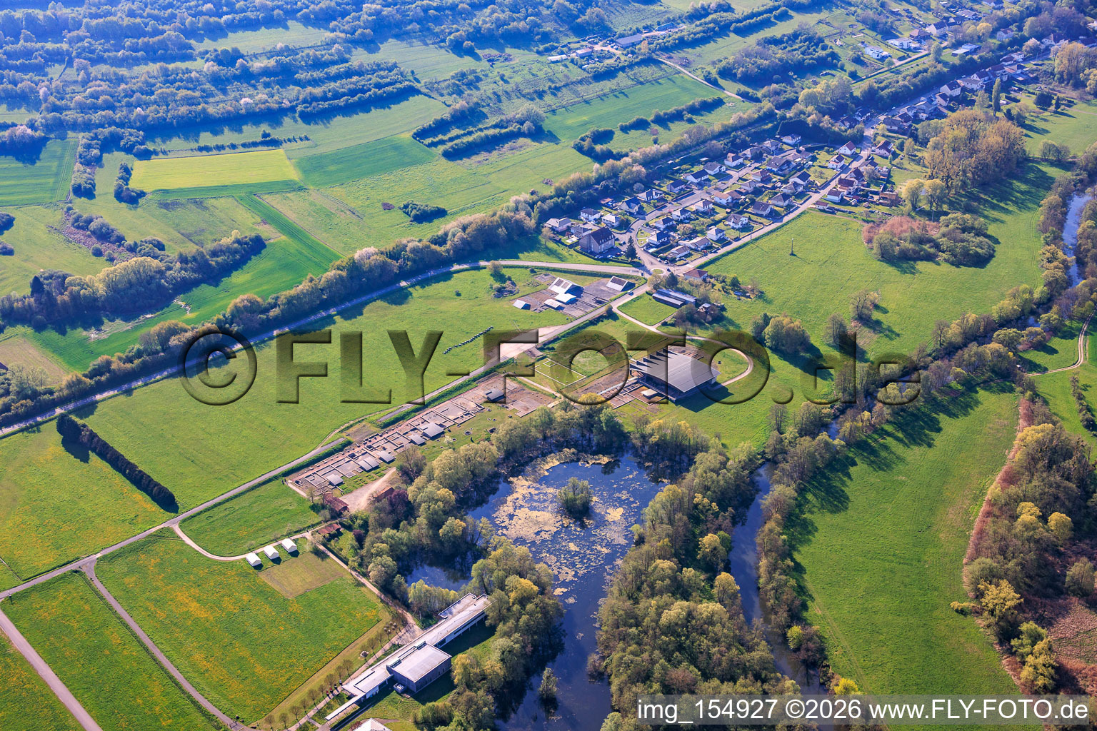 Course of the Blies river at the nature reserve near the Roman Museum Bliesbruck in Bliesbruck in the state Moselle, France