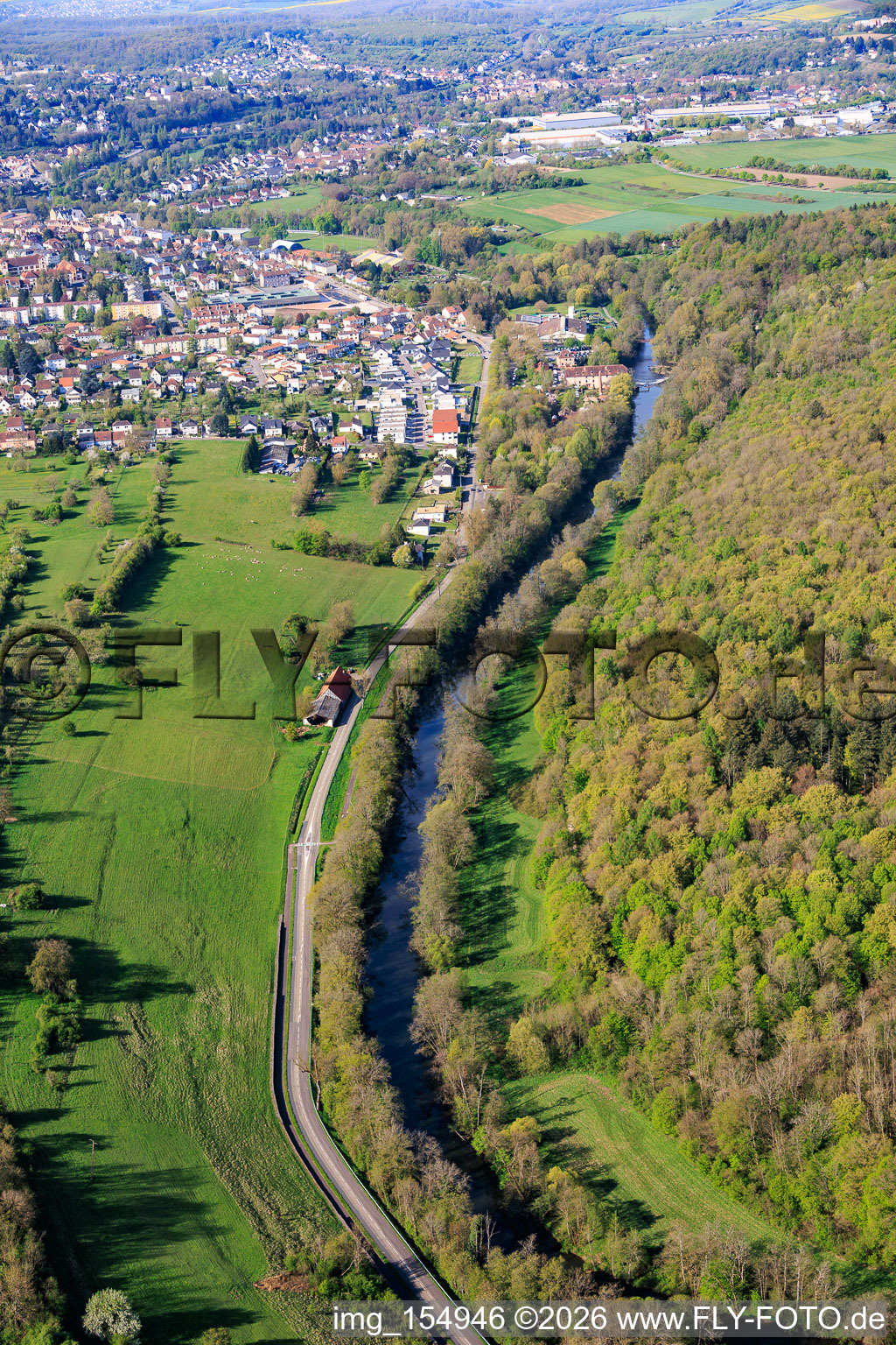 Course of the Blies river along the German-French border in the district Blies Nord in Saargemünd in the state Moselle, France