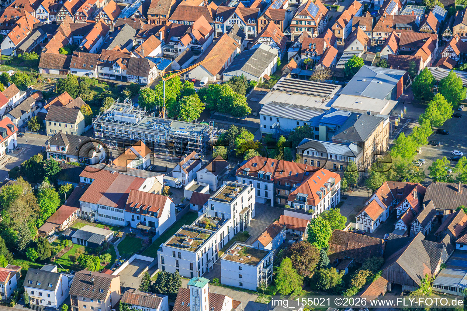 Construction site for a new cafeteria at the Ludwig-Riedinger Elementary School in Kandel in the state Rhineland-Palatinate, Germany
