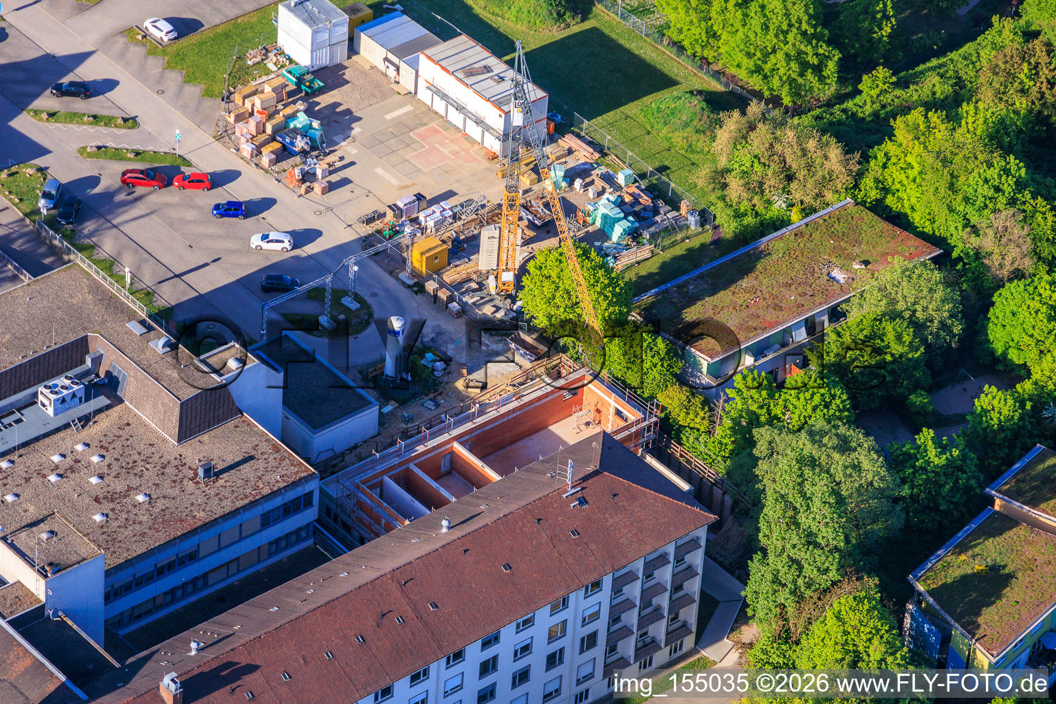 Construction site for the expansion of the Asklepios Südpfalz Clinic Kandel in Kandel in the state Rhineland-Palatinate, Germany