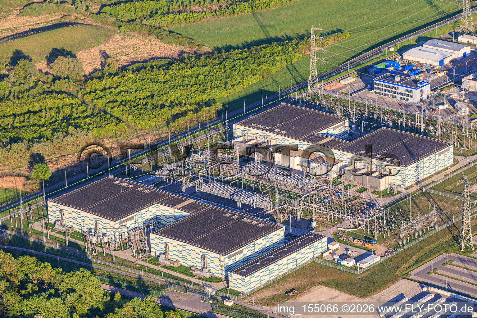 Direct current substation of TransnetBW GmbH in Philippsburg in the state Baden-Wuerttemberg, Germany