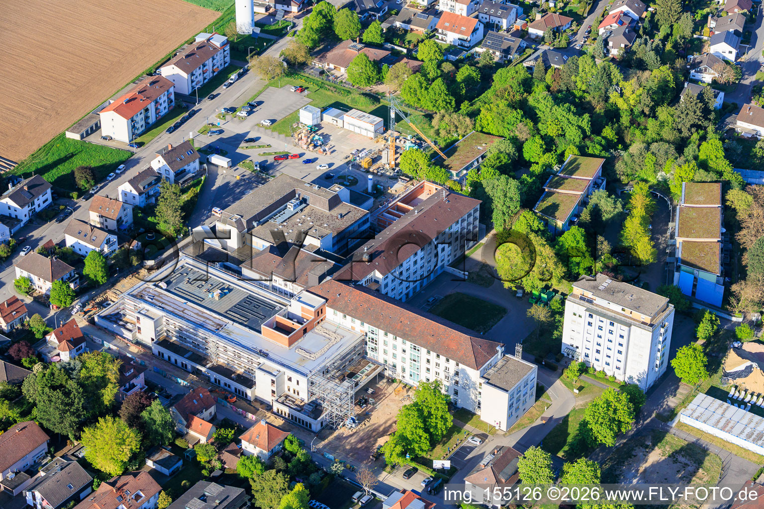 Construction site for the expansion of the Asklepios Südpfalz Clinic Kandel in Kandel in the state Rhineland-Palatinate, Germany