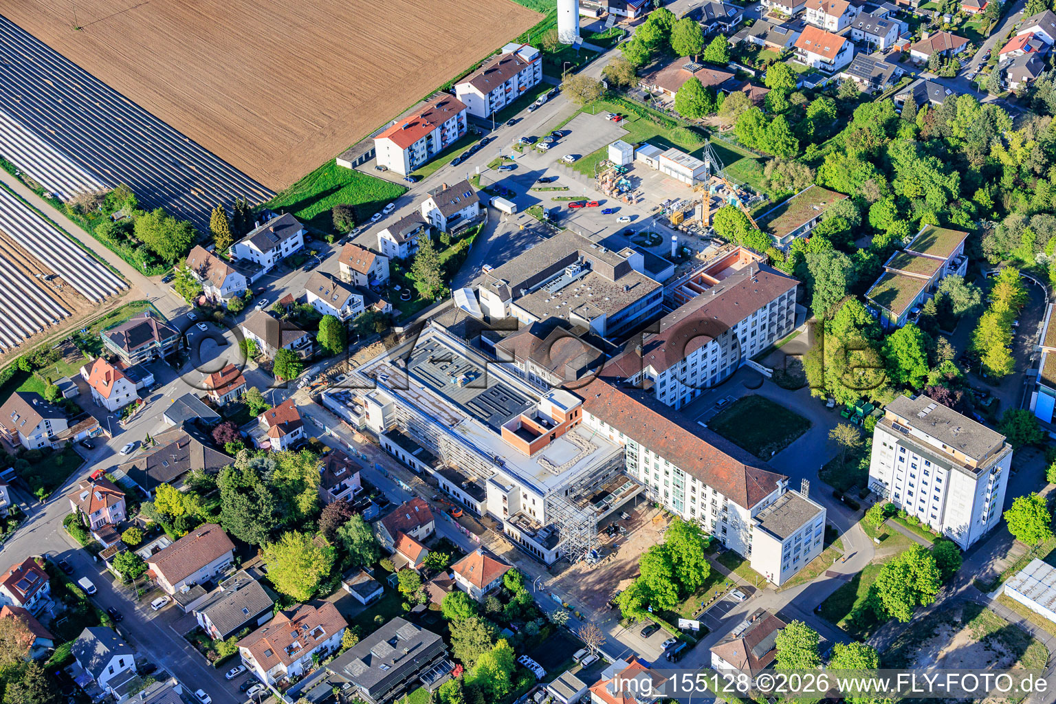 Construction site for the expansion of the Asklepios Südpfalz Clinic Kandel in Kandel in the state Rhineland-Palatinate, Germany