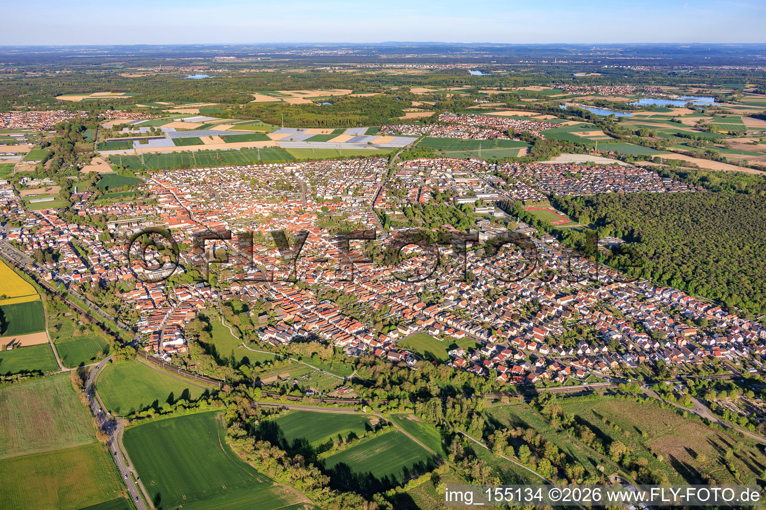 From the west in Rülzheim in the state Rhineland-Palatinate, Germany