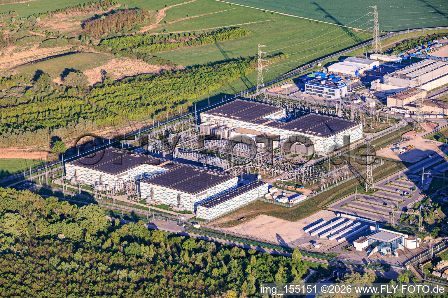 Direct current substation of TransnetBW GmbH in Philippsburg in the state Baden-Wuerttemberg, Germany
