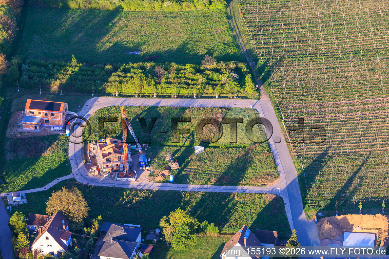 Construction site for multi-family houses in the new development area Luise-Unger-Straße in the district Wollmesheim in Landau in der Pfalz in the state Rhineland-Palatinate, Germany
