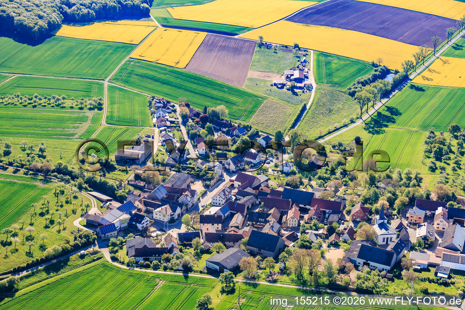 From the west in the district Greßhausen in Gädheim in the state Bavaria, Germany