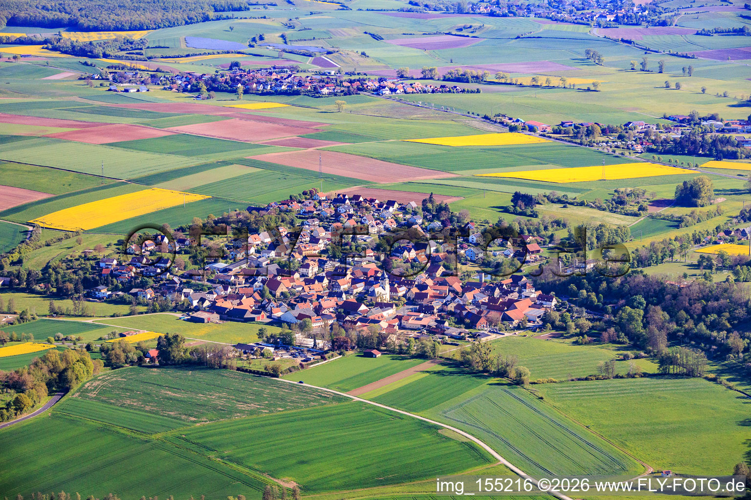 From the northwest in the district Rügheim in Hofheim in Unterfranken in the state Bavaria, Germany