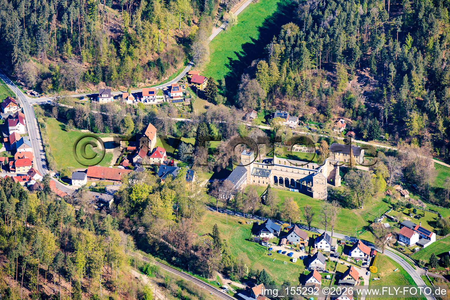 Monastery Paulinzella with rented land, hunting lodge and monastery ruins in the district Paulinzella in Königsee in the state Thuringia, Germany
