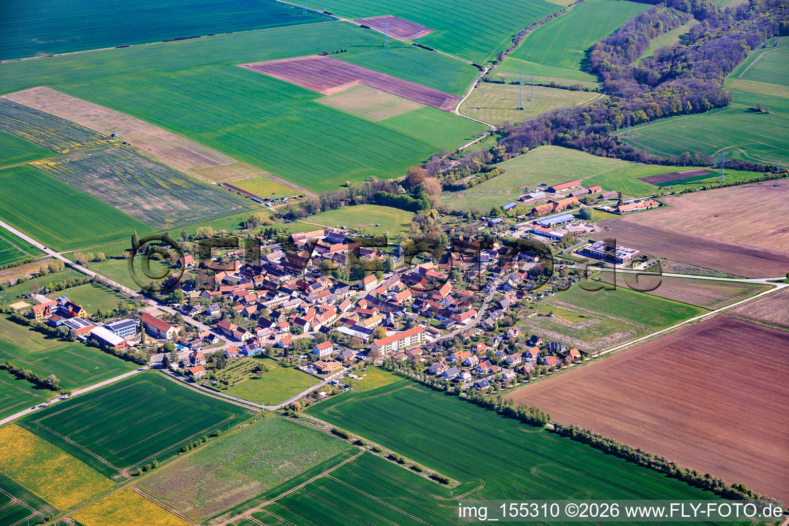 Village view from the south in Milda in the state Thuringia, Germany