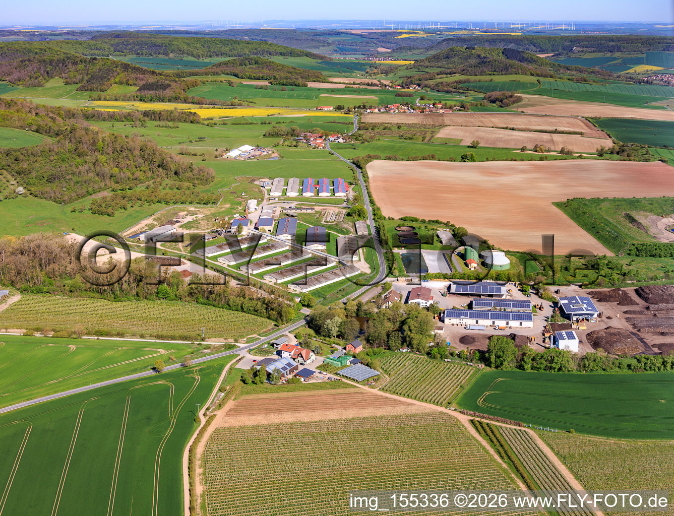 Industrial area Zinna with compost heaps of GEMES Abfallentsorgung und Recycling GmbH in the district Zinna in Schöngleina in the state Thuringia, Germany