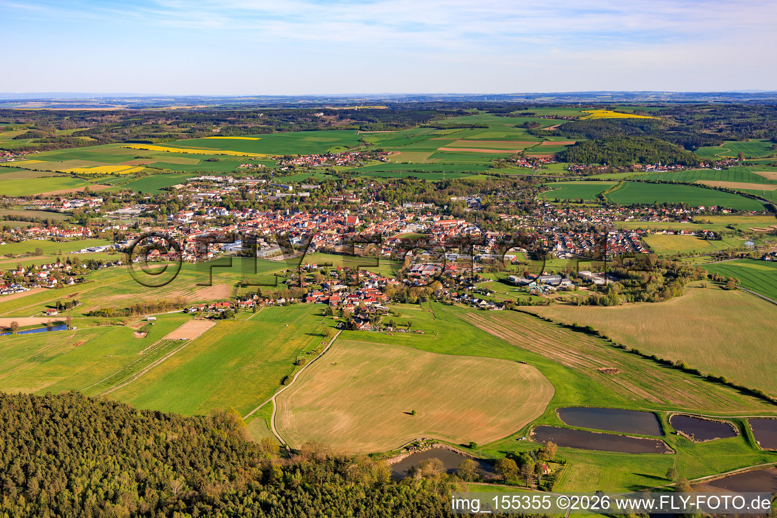 City view from the north in Neustadt an der Orla in the state Thuringia, Germany