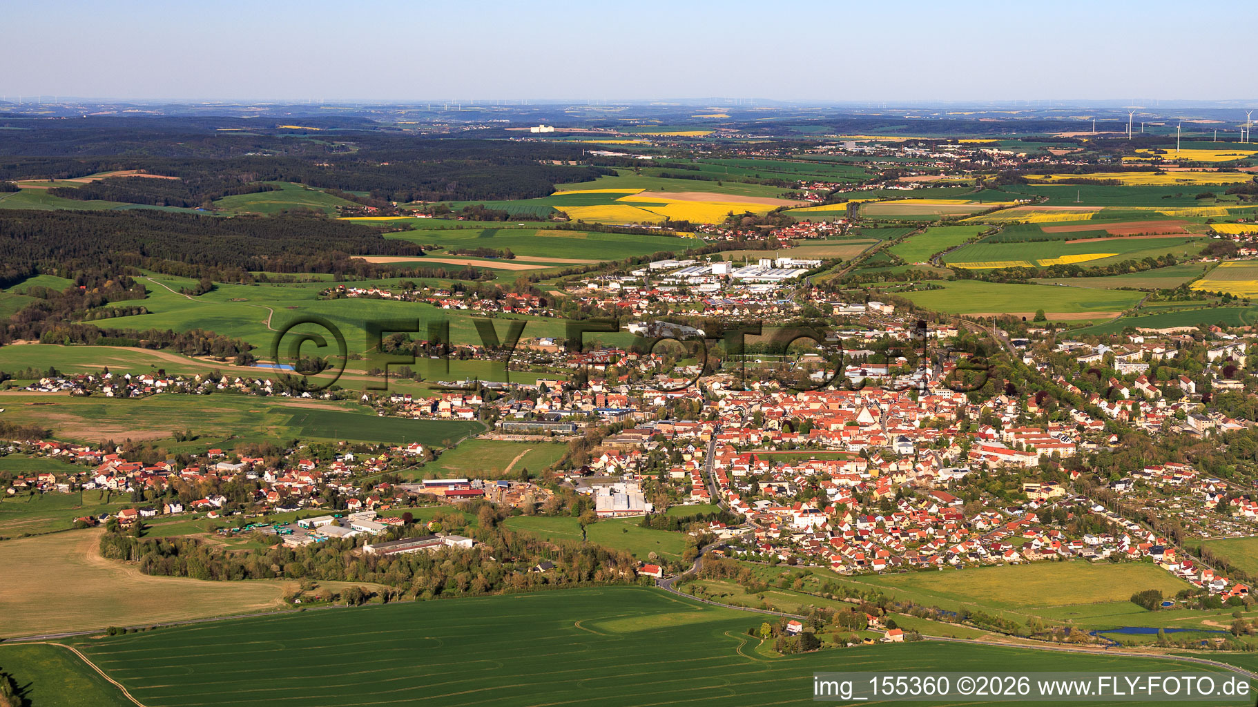City view from the west in Neustadt an der Orla in the state Thuringia, Germany