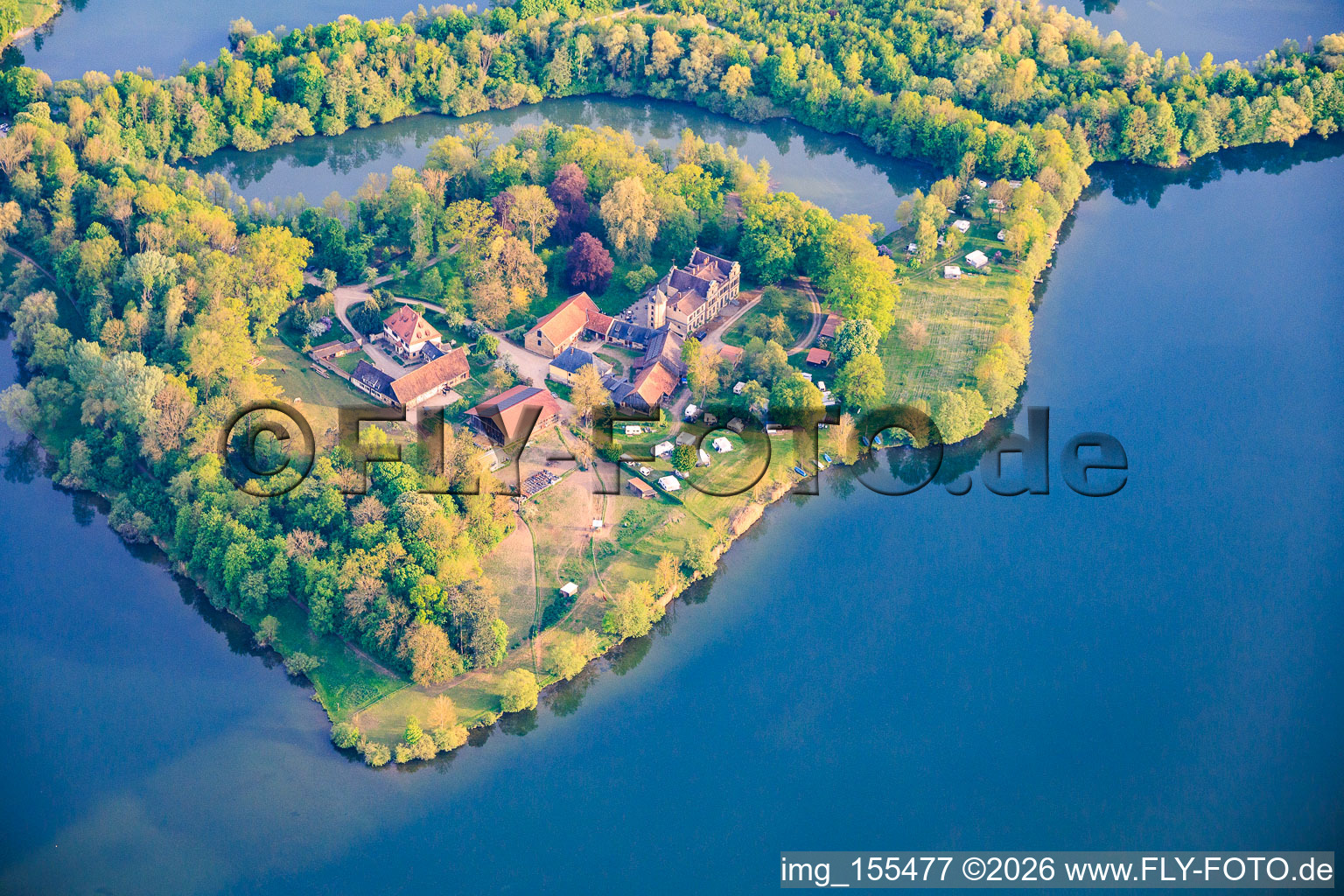 Oberau Castle on Lake Mittelsee and Oberau Sailing and Motorboat School - Werner Dorbert in Bad Staffelstein in the state Bavaria, Germany