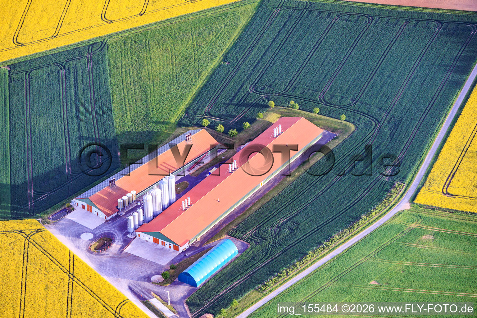 Animal breeding halls of fattening farm Hagel in the district Messenfeld in Ebensfeld in the state Bavaria, Germany