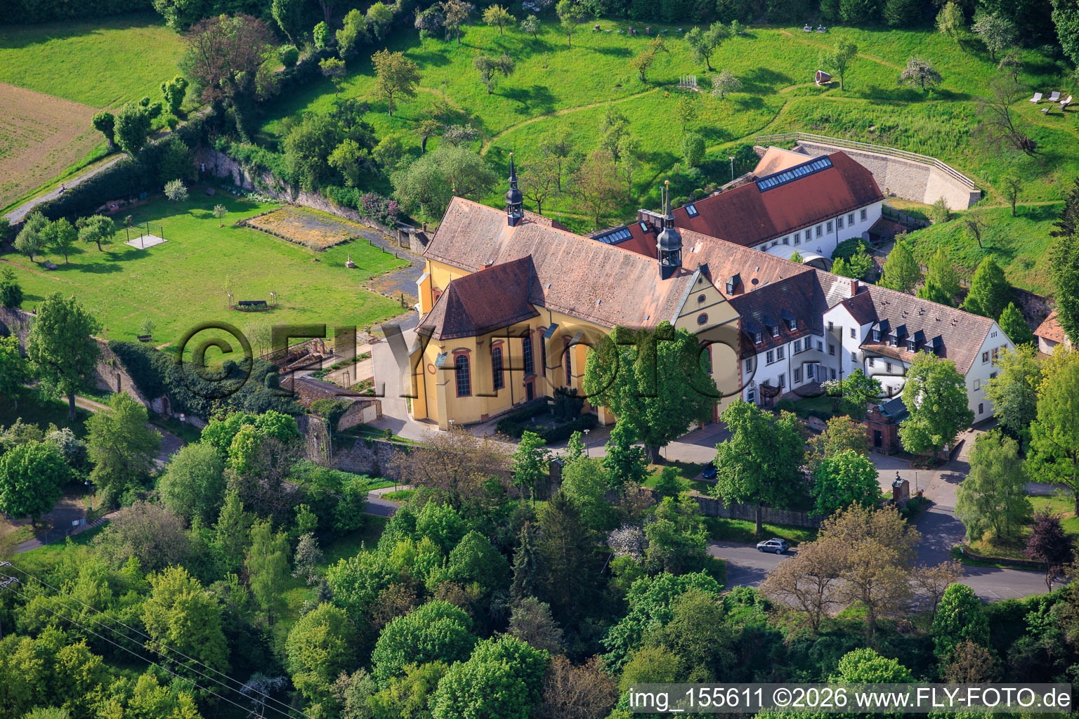 Former monastery church, Old Town in Hammelburg in the state Bavaria, Germany