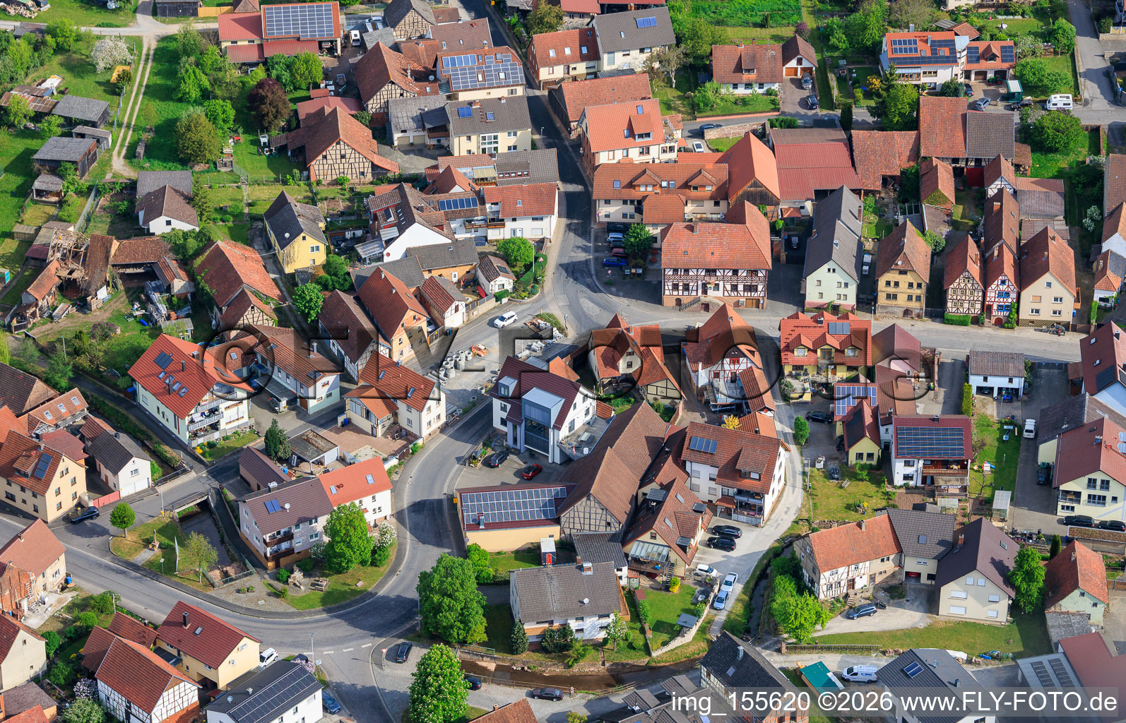 Town center Diebacher Straße in the district Diebach in Hammelburg in the state Bavaria, Germany