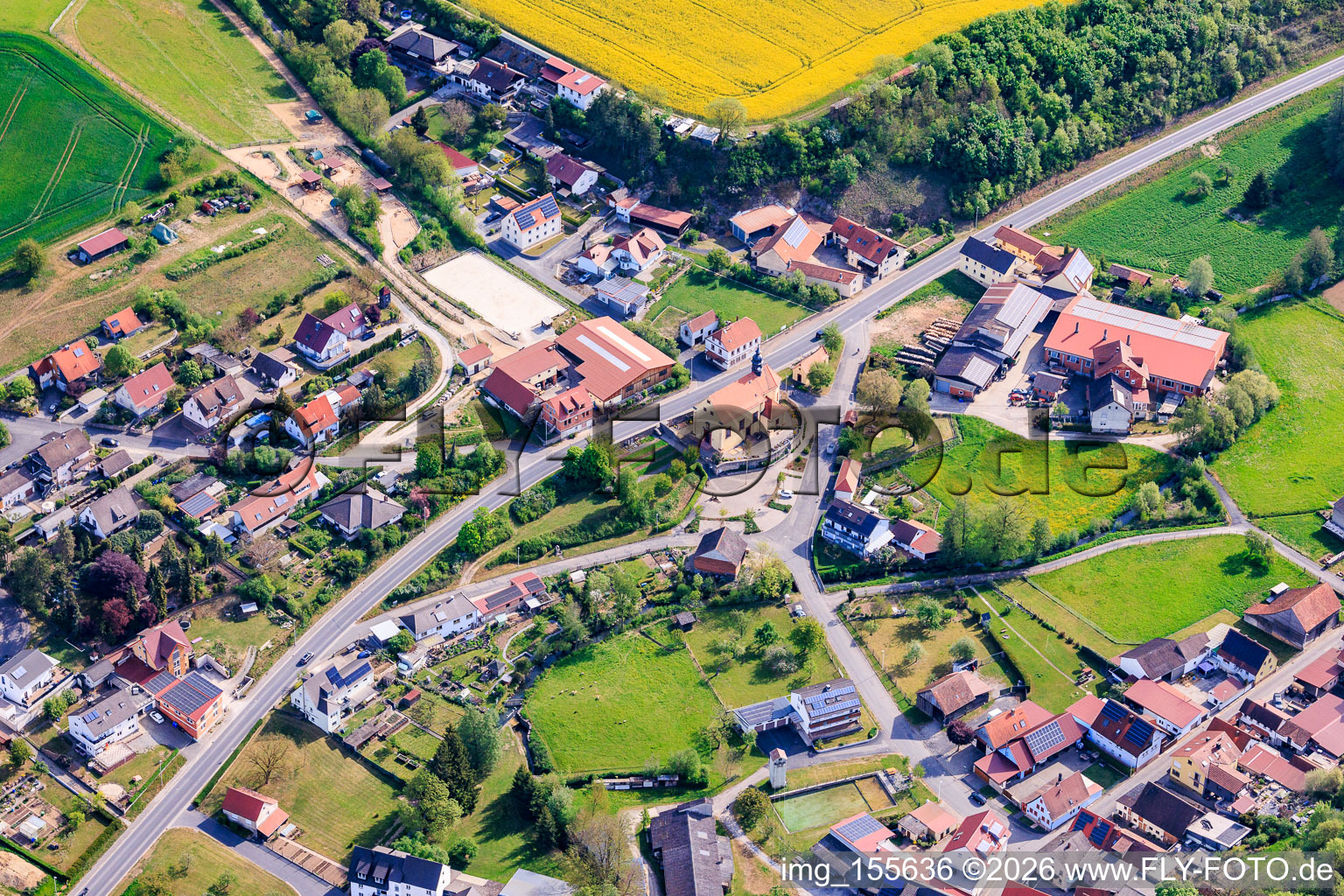 Village center with St. Martin's Church in the district Münster in Eußenheim in the state Bavaria, Germany