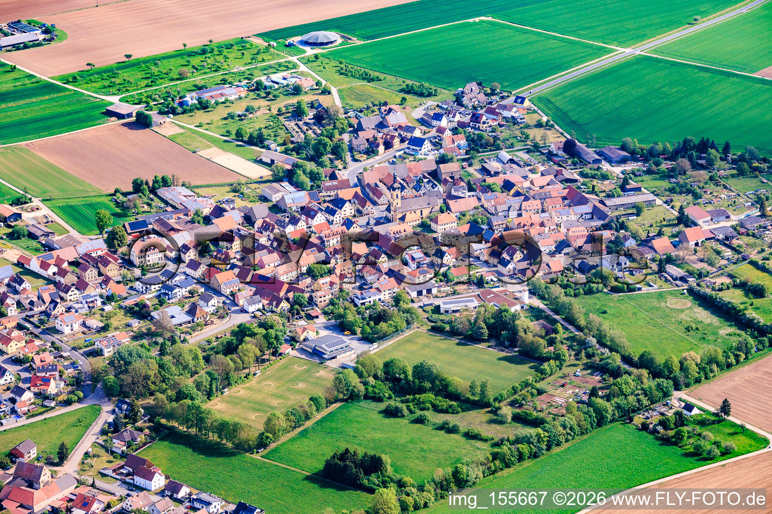 From the southwest in the district Ettleben in Werneck in the state Bavaria, Germany