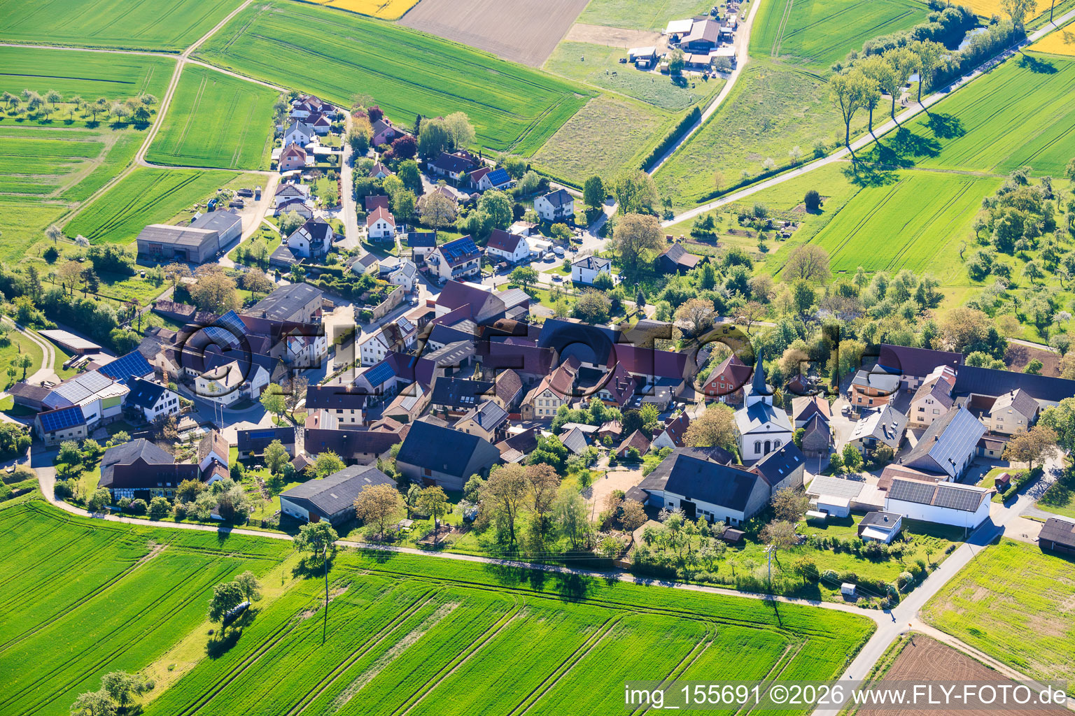 From the west in the district Greßhausen in Gädheim in the state Bavaria, Germany