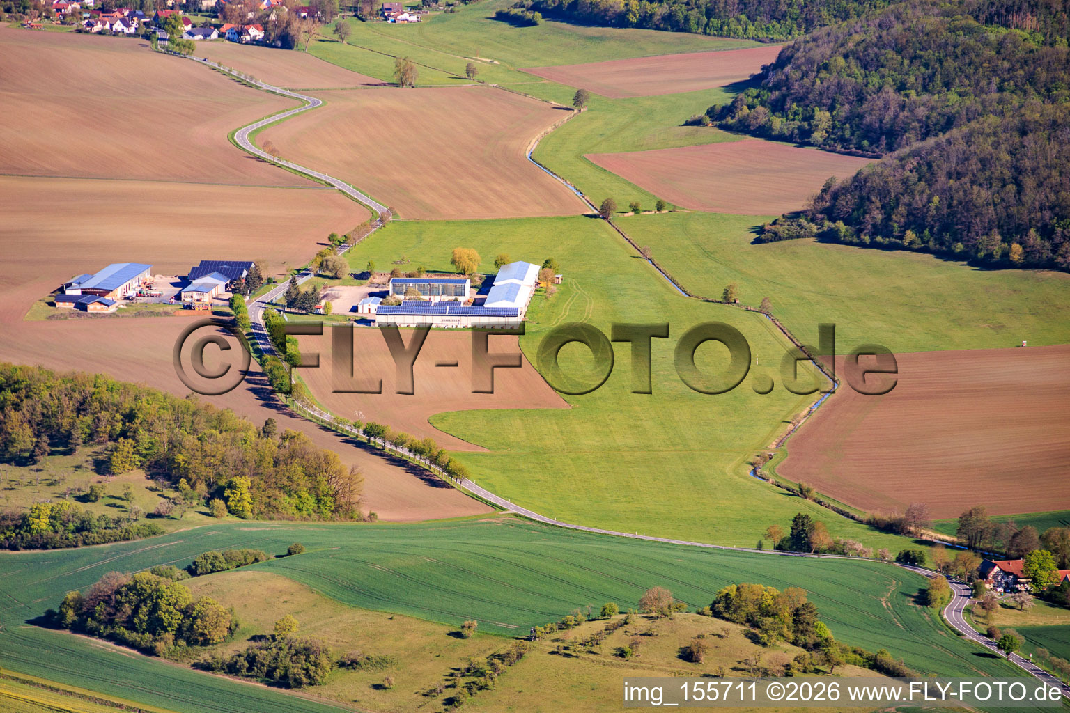 UL airfield Westhausen from the southeast in Westhausen in the state Thuringia, Germany