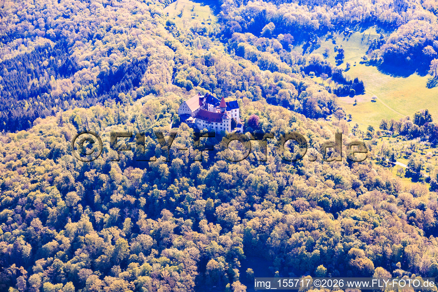 German Castle Museum Veste Heldburg with castle restaurant, cafe, wedding venue and castle chapel - Franconian light in Heldburg in the state Thuringia, Germany