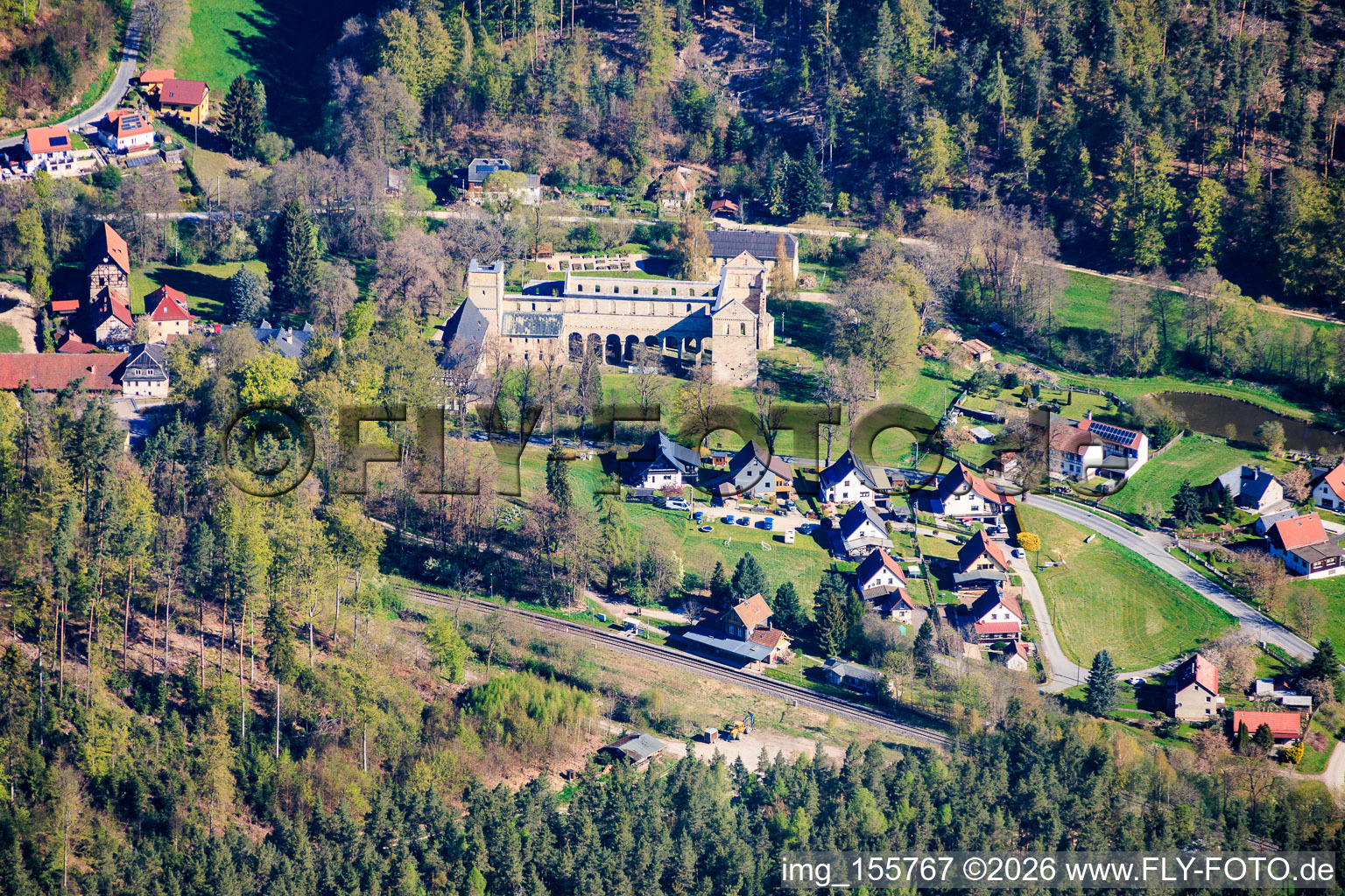 Monastery Paulinzella with rented land, hunting lodge and monastery ruins in the district Paulinzella in Königsee in the state Thuringia, Germany