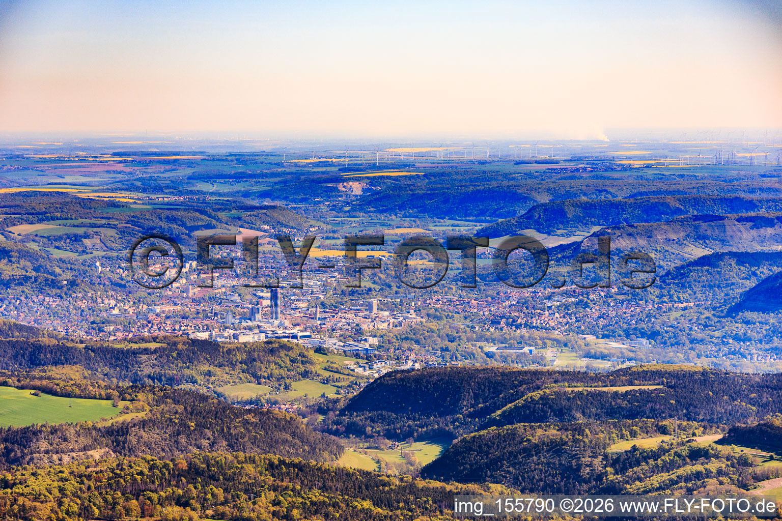City view in the Saale Valley from the southwest in the district Jena-Süd in Jena in the state Thuringia, Germany