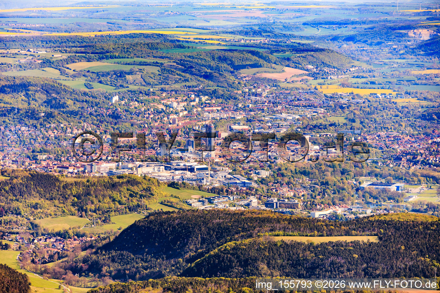 City view from the southwest in the district Jena-Süd in Jena in the state Thuringia, Germany