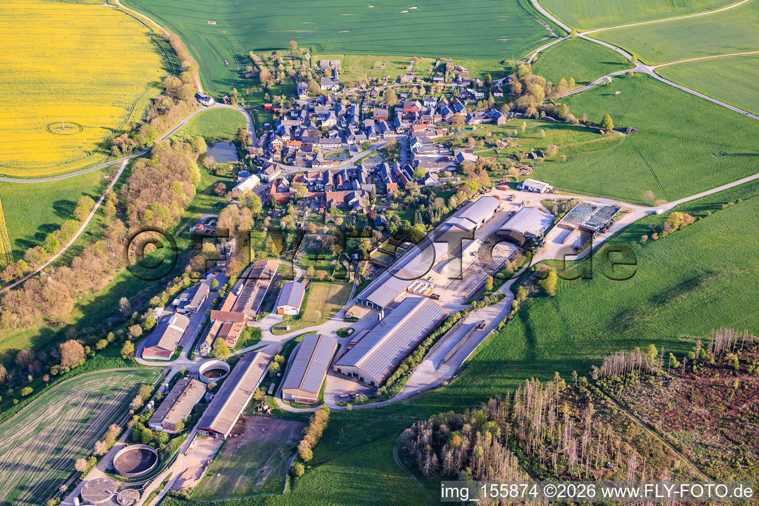 Village view from the north with Agrar GmbH Dorfilm in the district Dorfilm in Leutenberg in the state Thuringia, Germany