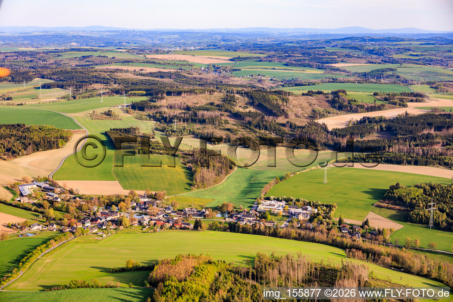 Village view from the north with Diakoniestiftung Weimar Bad Lobenstein gGmbH in the district Altengesees in Remptendorf in the state Thuringia, Germany